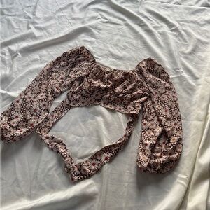 Altar'd State Floral Patterned Top - Brown and White